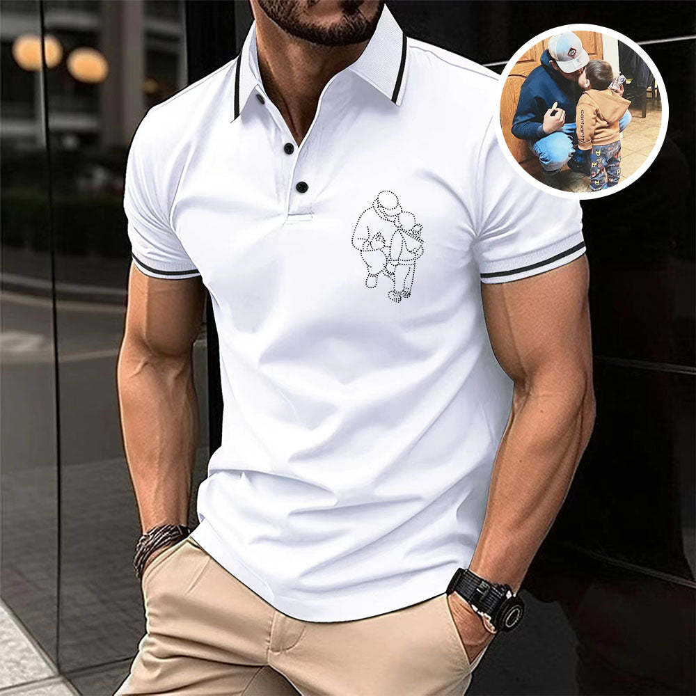 Father's Day Gifts Custom Photo Polo shirt for Dad, Personalized Dad Embroidery Shirt