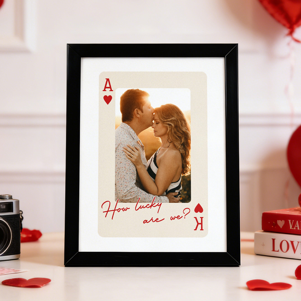 King And Queen Custom Couples Photo How Luck We Are - Personalised Photo Poster Frame - MyfaceboxerAU