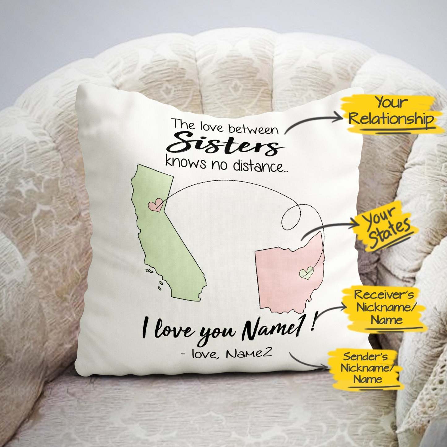 Personalized Knows No Distance Pillow Case 16"x16" (Twin Sides, Pillow Insert Not Included) - MyFaceBoxerAU