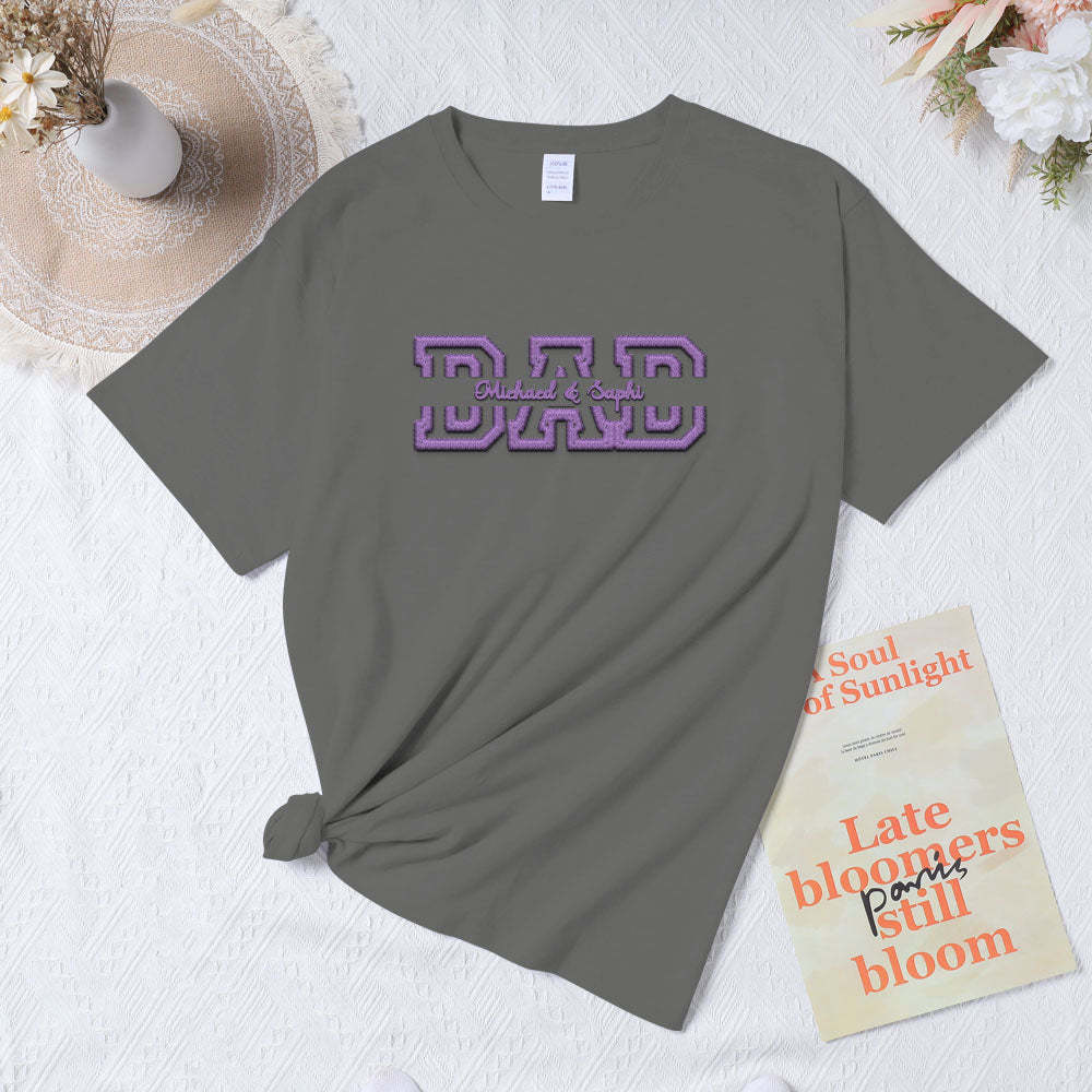 Personalized Embroidered T-Shirt With Custom Name For Dear Dad