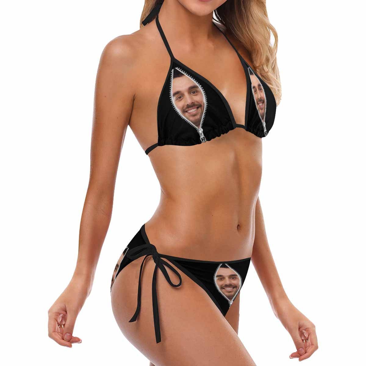 Custom Face Bikini Women's Sexy Photo Segmented Swimsuit - Zipper - MyFaceBoxer