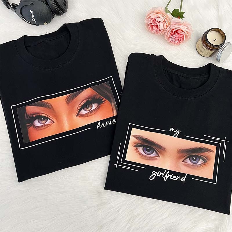 Unique Custom Eyes Tee Loved One's Eyes Shirt Personalized Eyes Artwork Tee Unique Eyes Sketch Art from Photo Gift for Your Love - MyfaceboxerAU