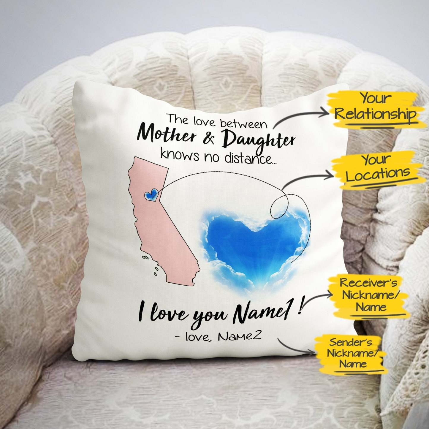 Personalized Knows No Distance Pillow Case 16"x16" (Twin Sides, Pillow Insert Not Included) - MyFaceBoxerAU