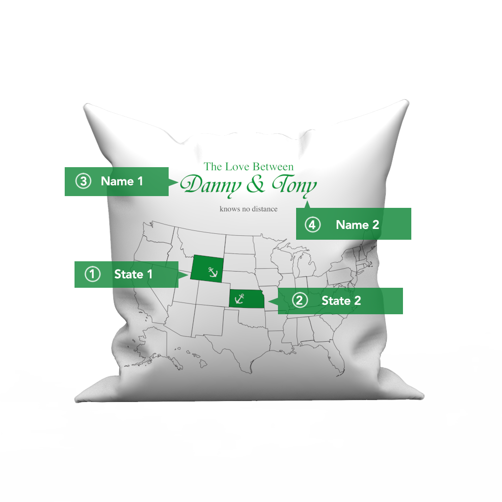 Custom The Love pillow case  with United States map- love knows no distance	 - MyFaceBoxerAU