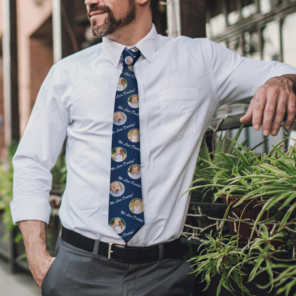 Gift For Father Custom Photo On Necktie We Love Dad - MyFaceBoxerAU
