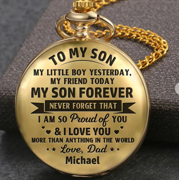 To My Son - Personalized Custom Print Pocket Watch - MyfaceboxerAU