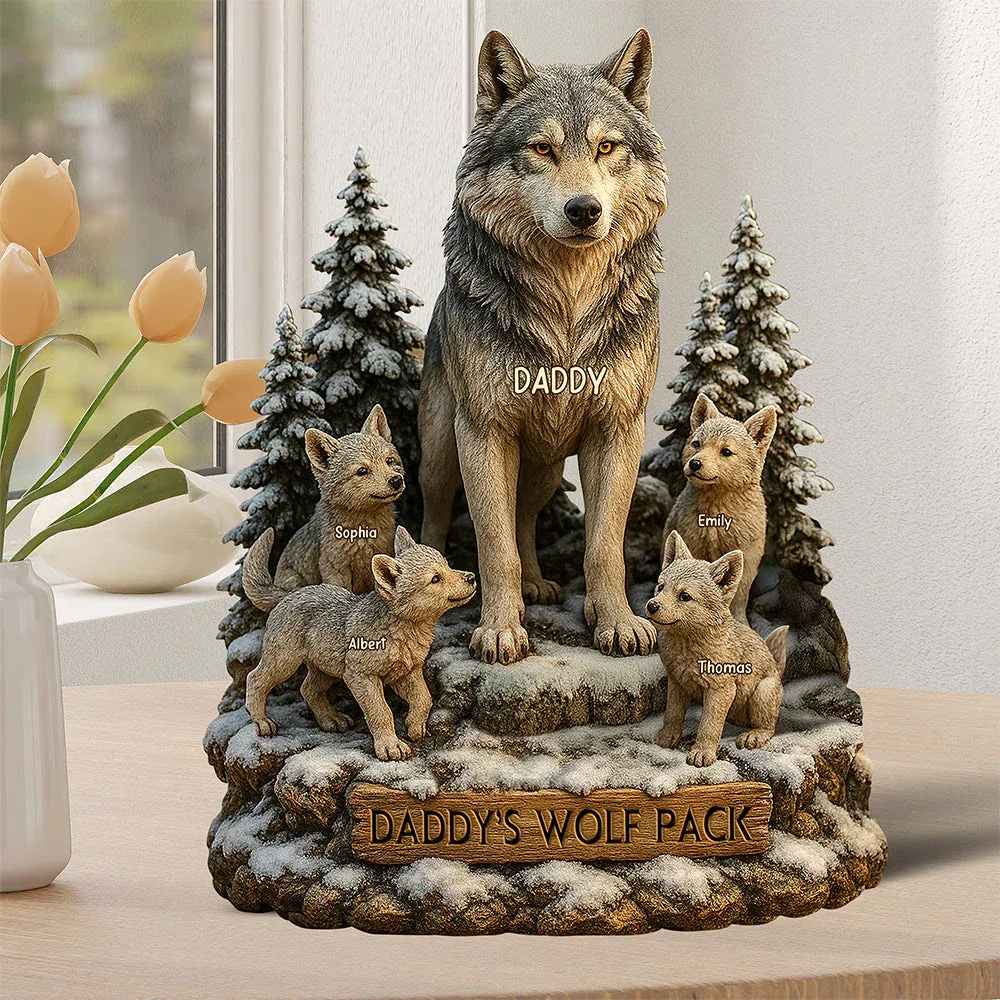 Wolf Dad Plaque - Personalized Gifts For Dad -