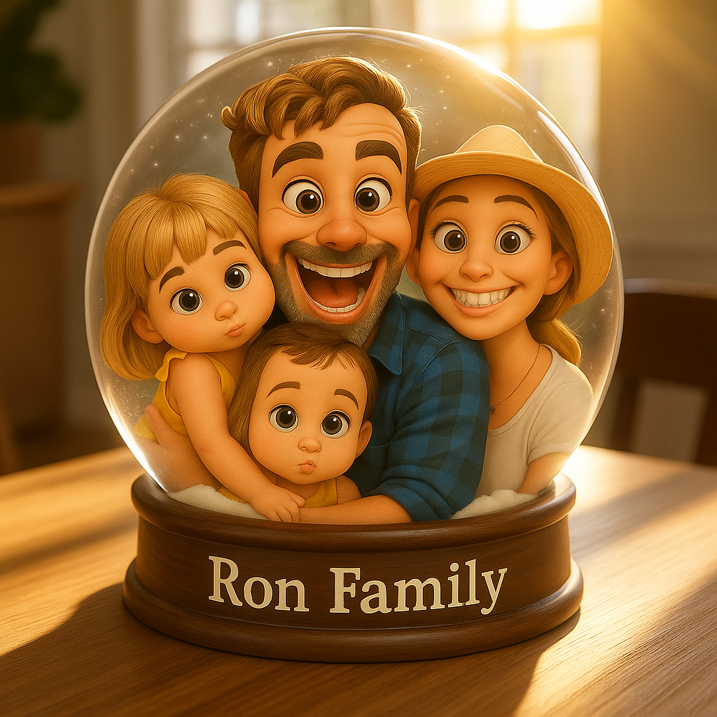 Personalized Couple Cartoon Portrait Crystal Ball Plaque - MyfaceboxerAU