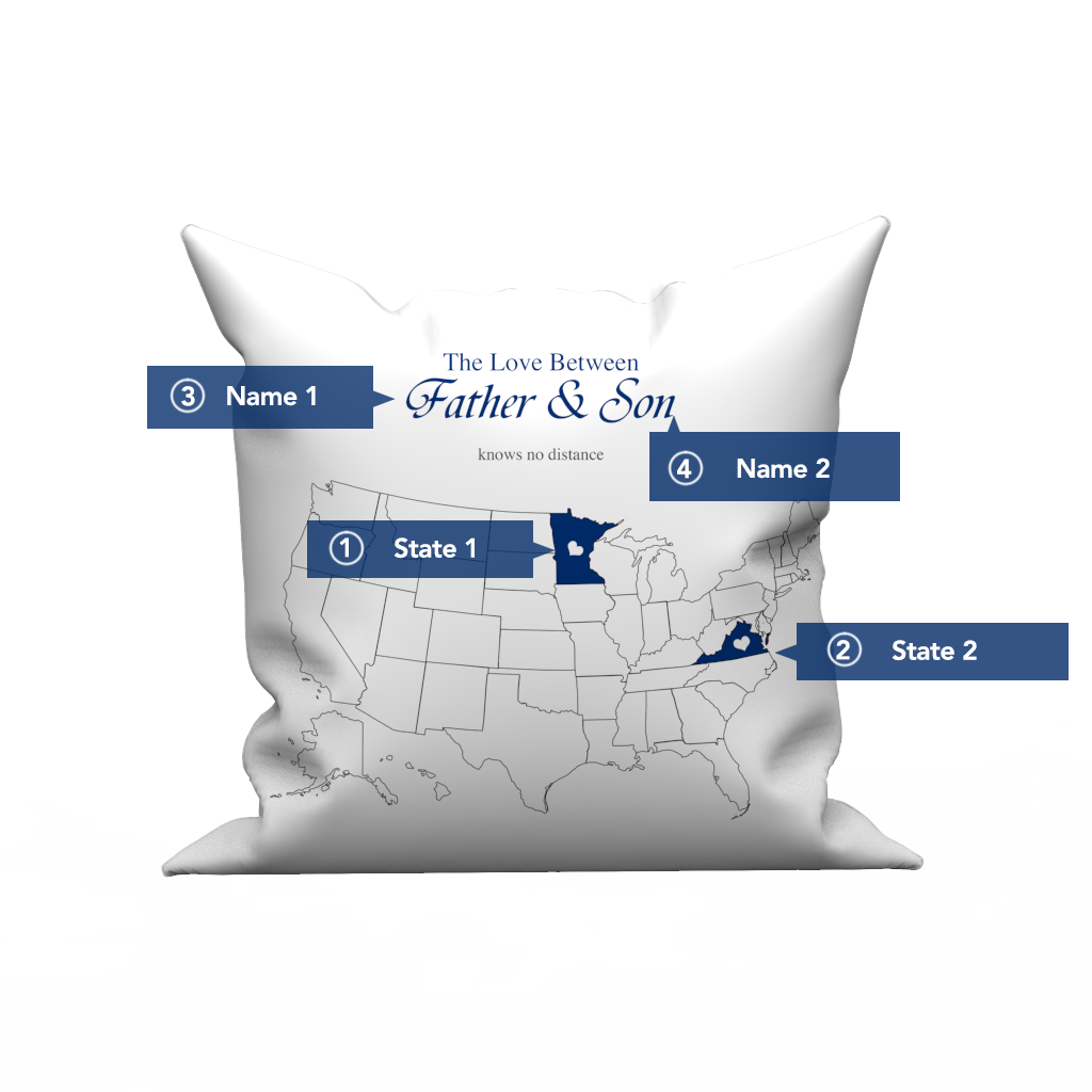 Custom The Love pillow case  with United States map- love knows no distance	 - MyFaceBoxerAU