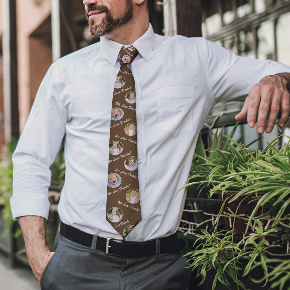 Gift For Father Custom Photo On Necktie We Love Dad - MyFaceBoxerAU