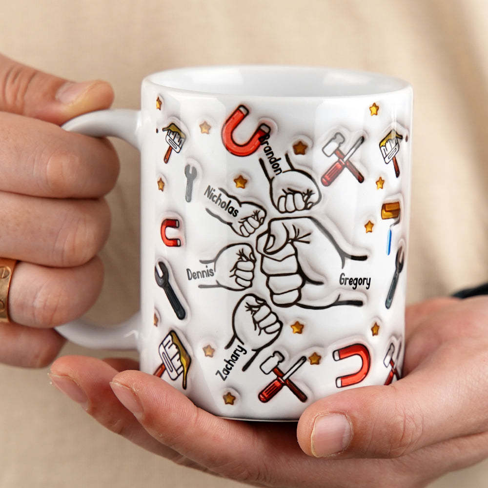 Personalized Custom 3D Inflated Effect Printed Mug Father's Day Gifts for Grandpa and Dad