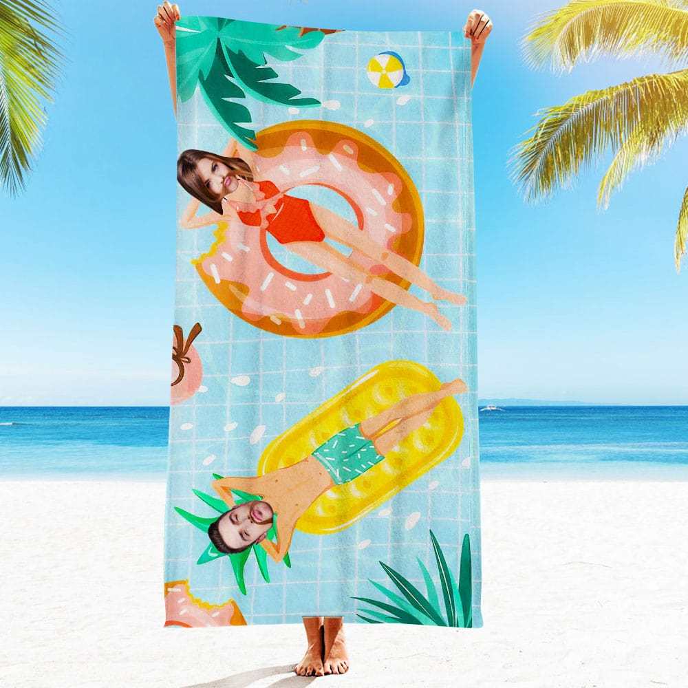 Custom Face Beach Towel Personalized Sexy Bikini Girl Beach Towel Funny Gift for Summer - MyFaceBoxer