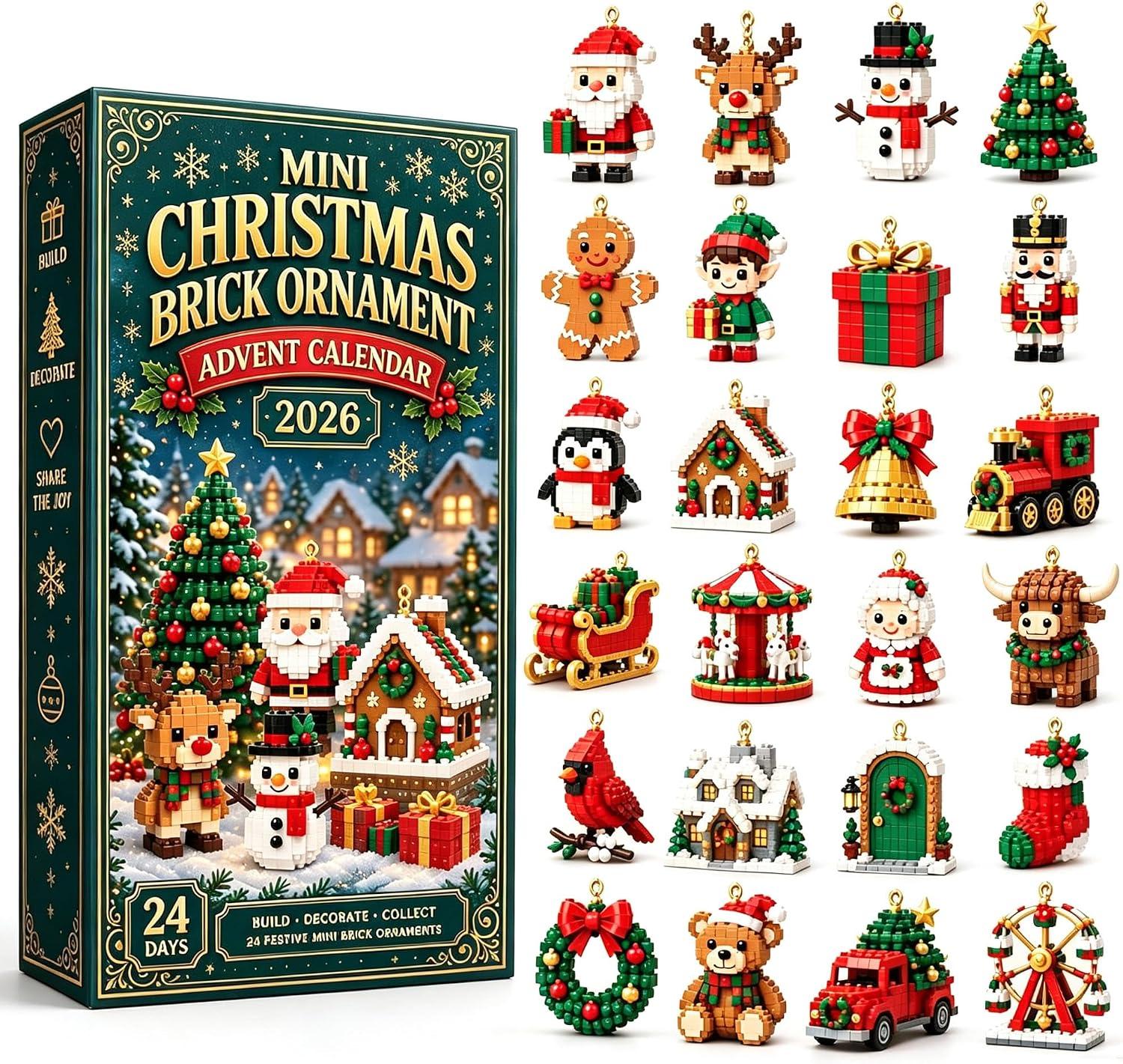 24-Day Mini Christmas Brick Ornament Advent Calendar,1set - MyfaceboxerAU