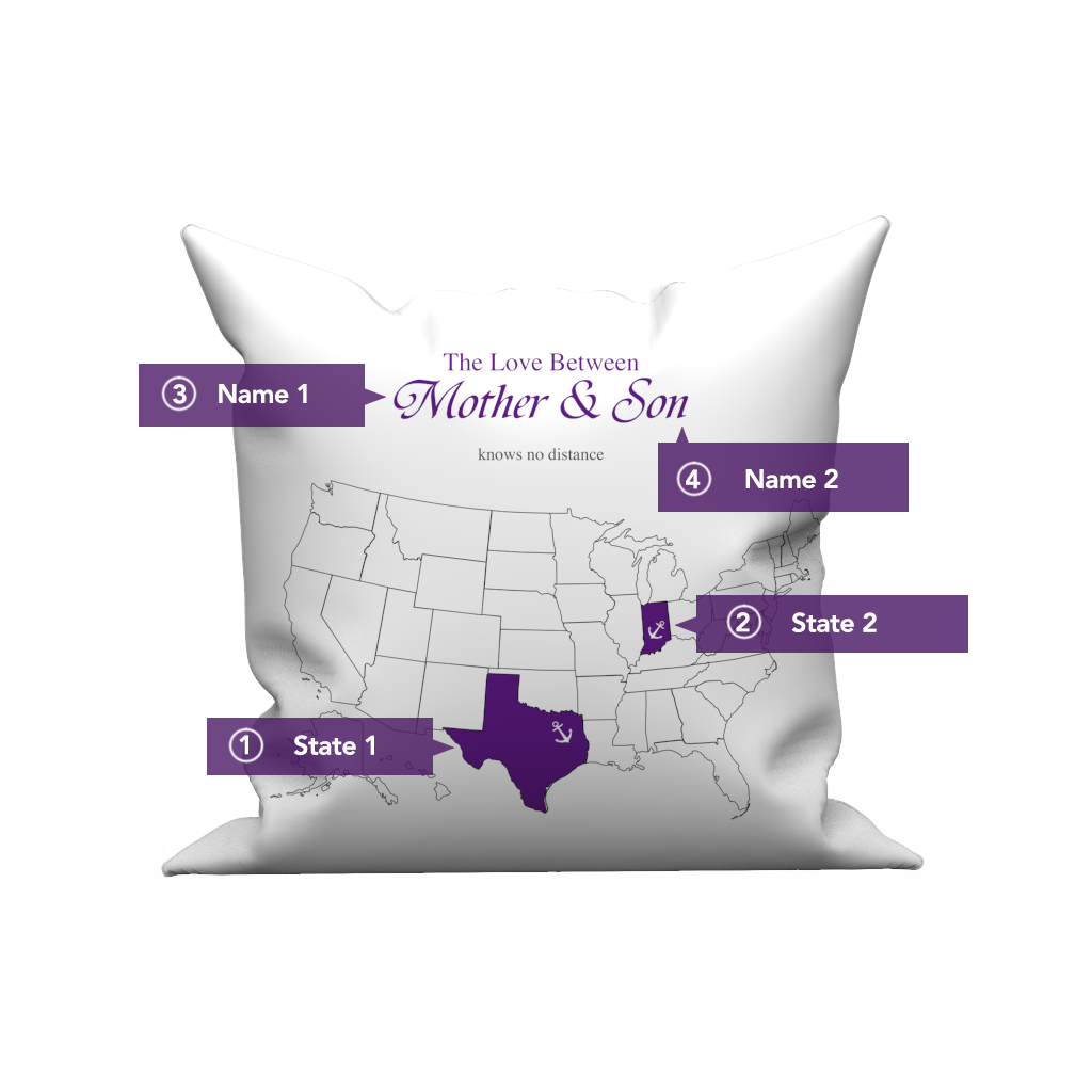 Custom The Love pillow case  with United States map- love knows no distance	 - MyFaceBoxerAU