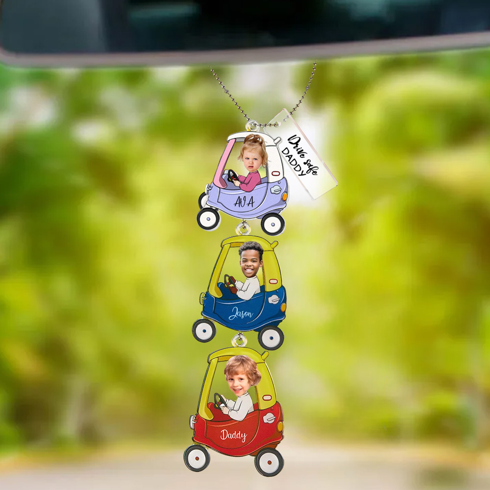 Gifts for Father Custom Car Photo Ornament for Dad Drive Safe Daddy Car Hanger Car Decor