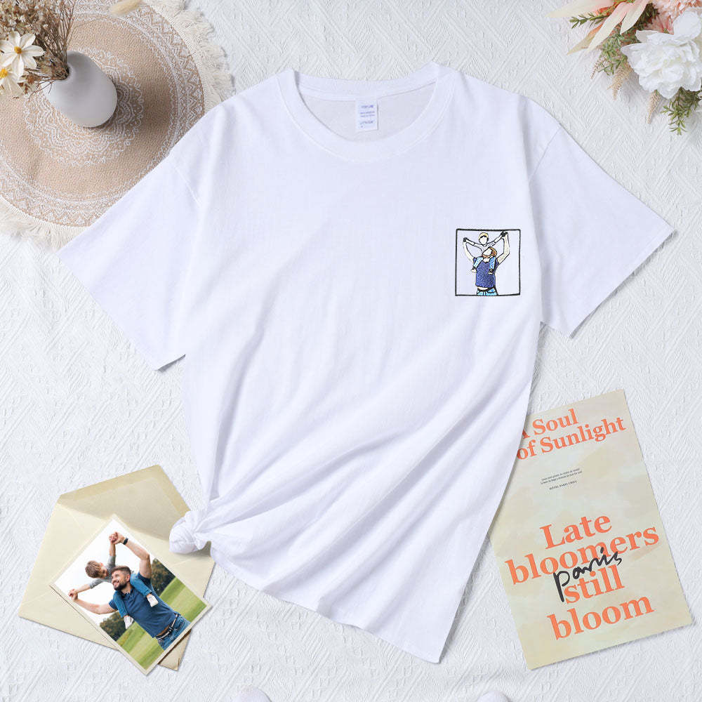 Gift For Dad Custom Embroidered Dad T-Shirt From Photo Father's Day Gift