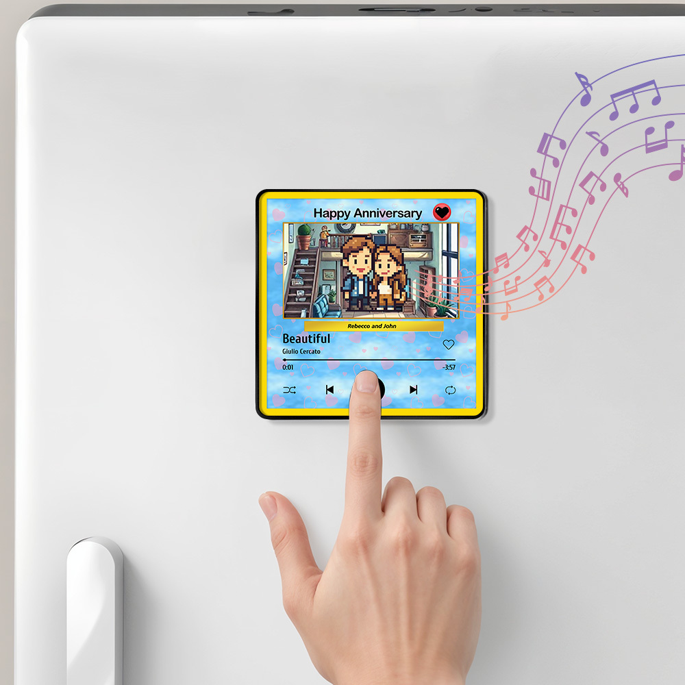 Custom Cartoon Dad Photo Fridge Magnet Music Can Be Played Without Cell Phone Music Photo Fridge Magnet Decoration for Lover - MyfaceboxerAU