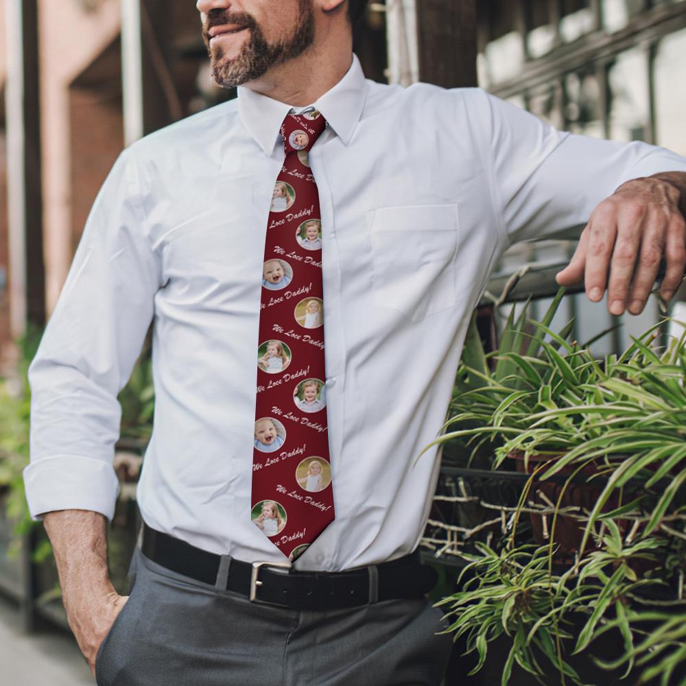 Gift For Father Custom Photo On Necktie We Love Dad	 - MyFaceBoxerAU