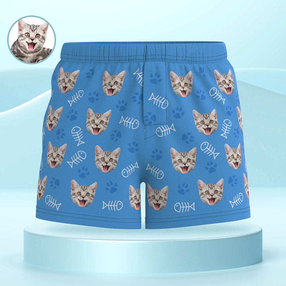 Custom Cat Face Multicolor Boxer Shorts Personalized Casual Underwear Gift for Him - MyFaceBoxerAU