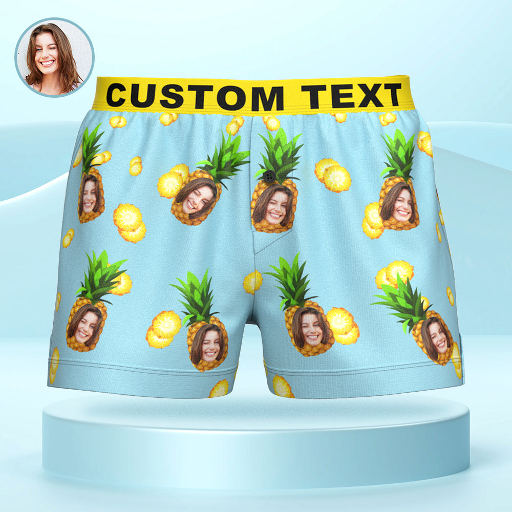 Custom Face Funny Pineapple Boxer Shorts Personalized Waistband Casual Underwear for Him - MyFaceBoxerAU