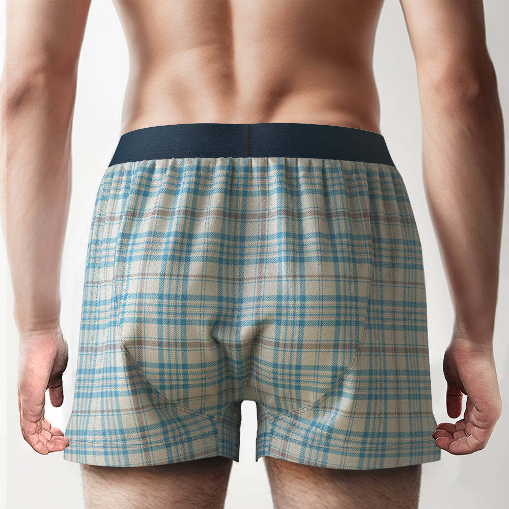 Custom Photo Striped Plaid Patterned Boxer Shorts Personalized Waistband Casual Underwear for Him - MyFaceBoxerAU