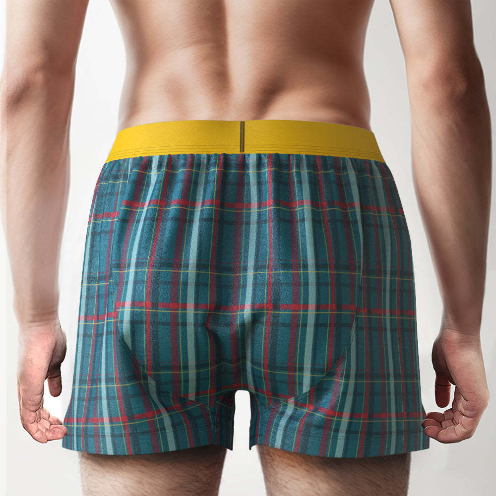 Custom Photo Striped Plaid Patterned Boxer Shorts Personalized Waistband Casual Underwear for Him - MyFaceBoxerAU