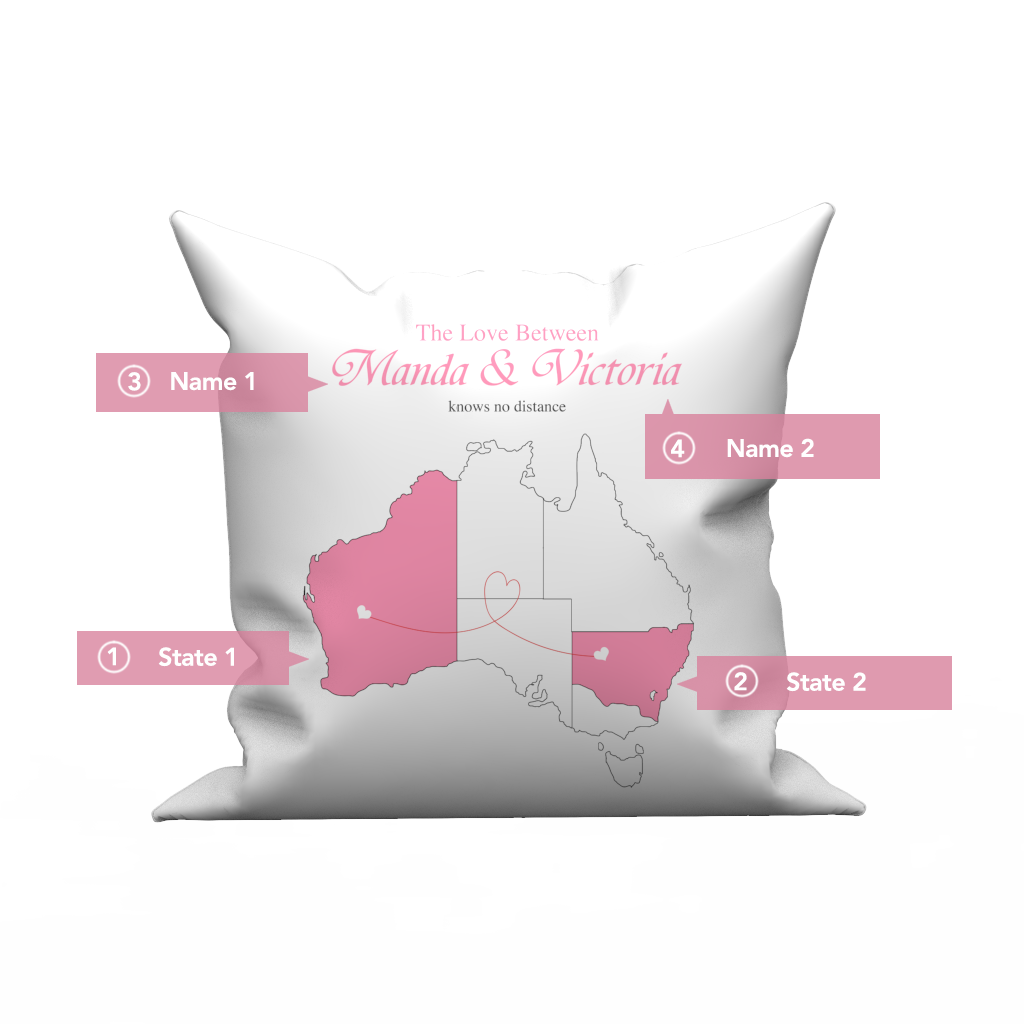 Custom The Love pillow case  with The Australia's Map- Love Knows No Distance	 - MyFaceBoxerAU