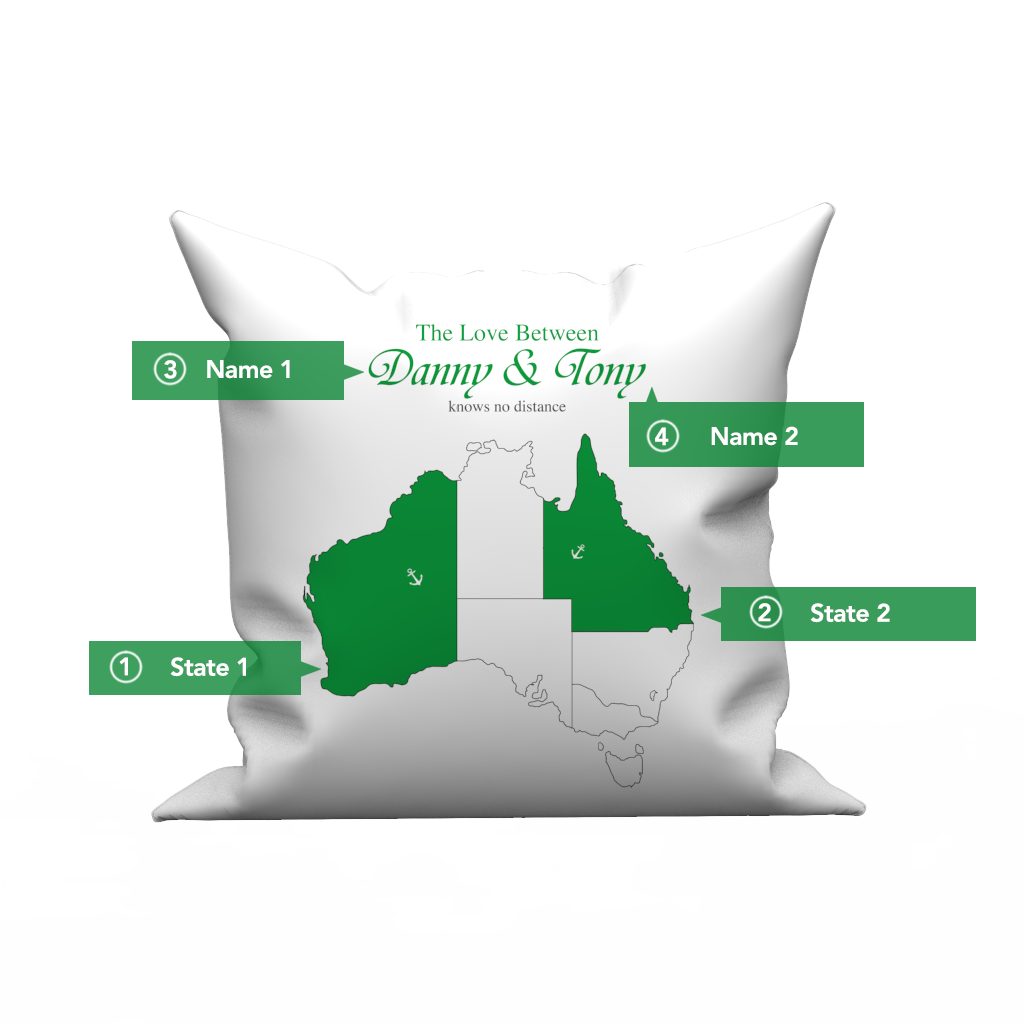Custom The Love pillow case  with The Australia's Map- Love Knows No Distance	 - MyFaceBoxerAU