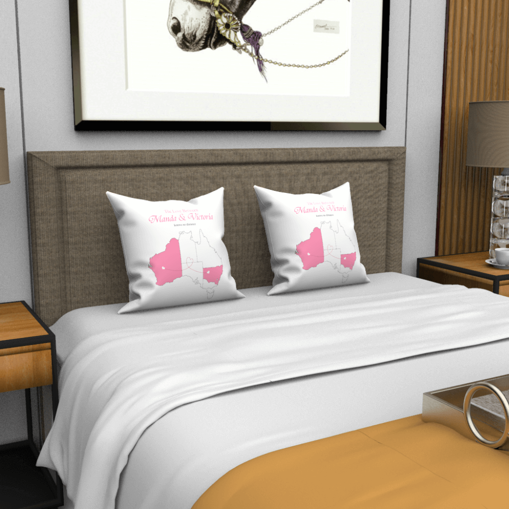 Custom The Love pillow case  with The Australia's Map- Love Knows No Distance	 - MyFaceBoxerAU