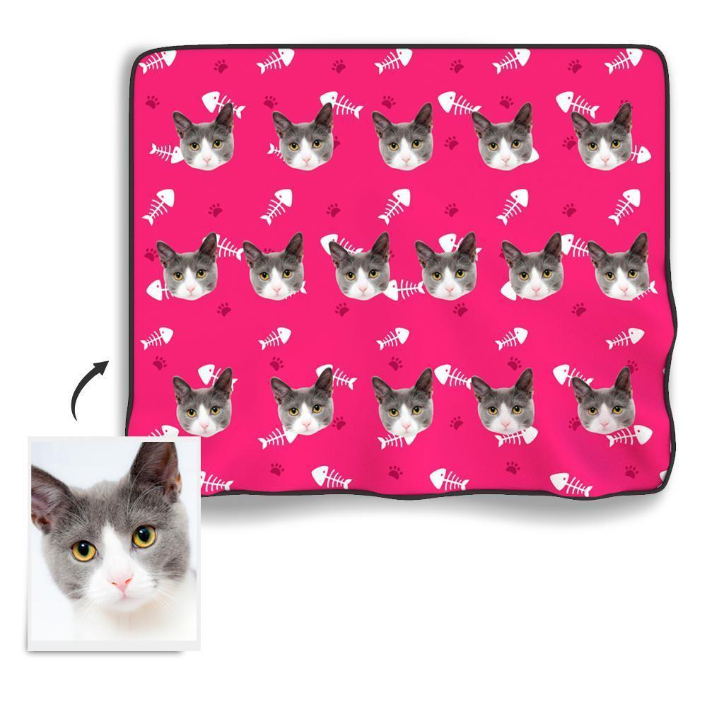 Cat paw Personalized Fleece Photo Blanket - Pink - MyFaceBoxerAU