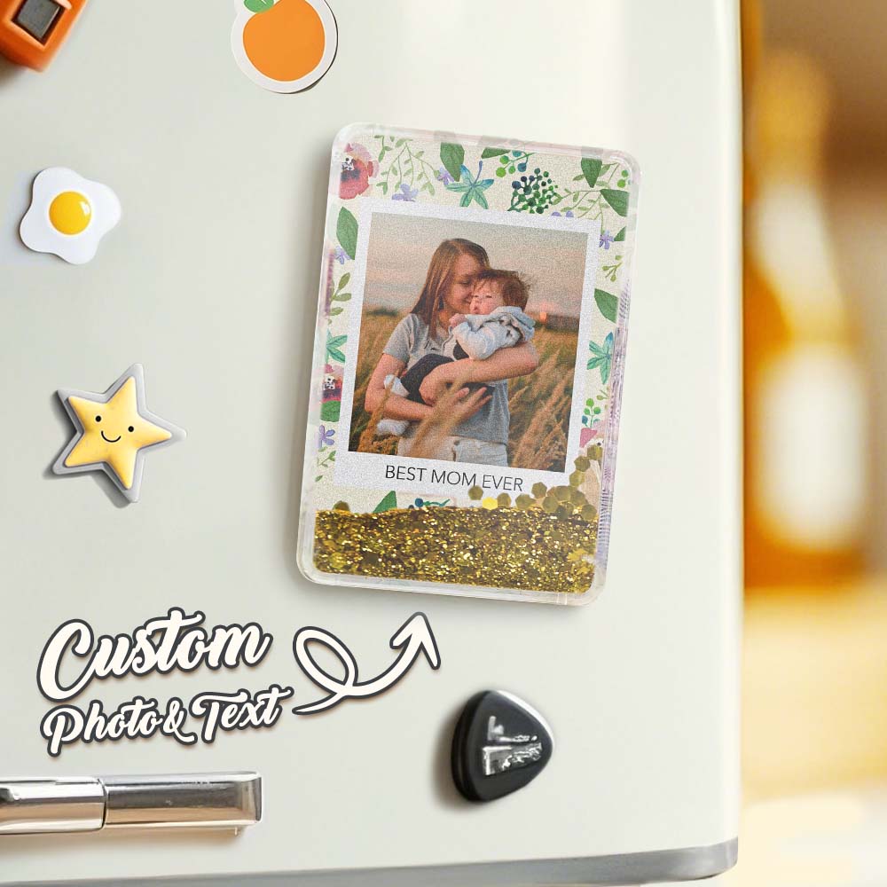 Custom Quicksand Fridge Magnet Personalized Photo Refrigerator Magnet Home Decoration Best Mom Ever