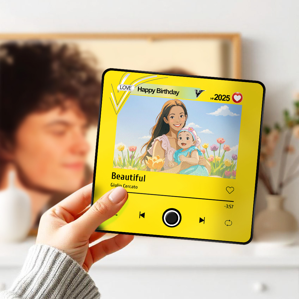 Custom Cartoon Dad Photo Fridge Magnet Music Can Be Played Without Cell Phone Music Photo Fridge Magnet Decoration for Lover - MyfaceboxerAU