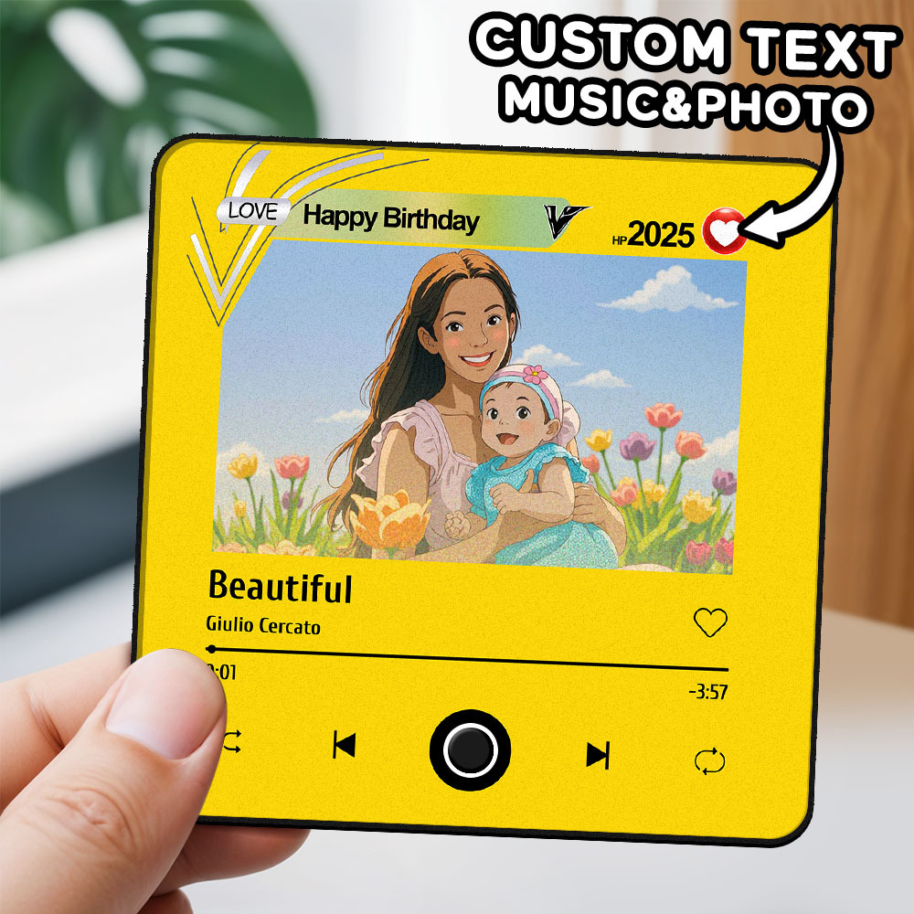 Custom Cartoon Dad Photo Fridge Magnet Music Can Be Played Without Cell Phone Music Photo Fridge Magnet Decoration for Lover - MyfaceboxerAU