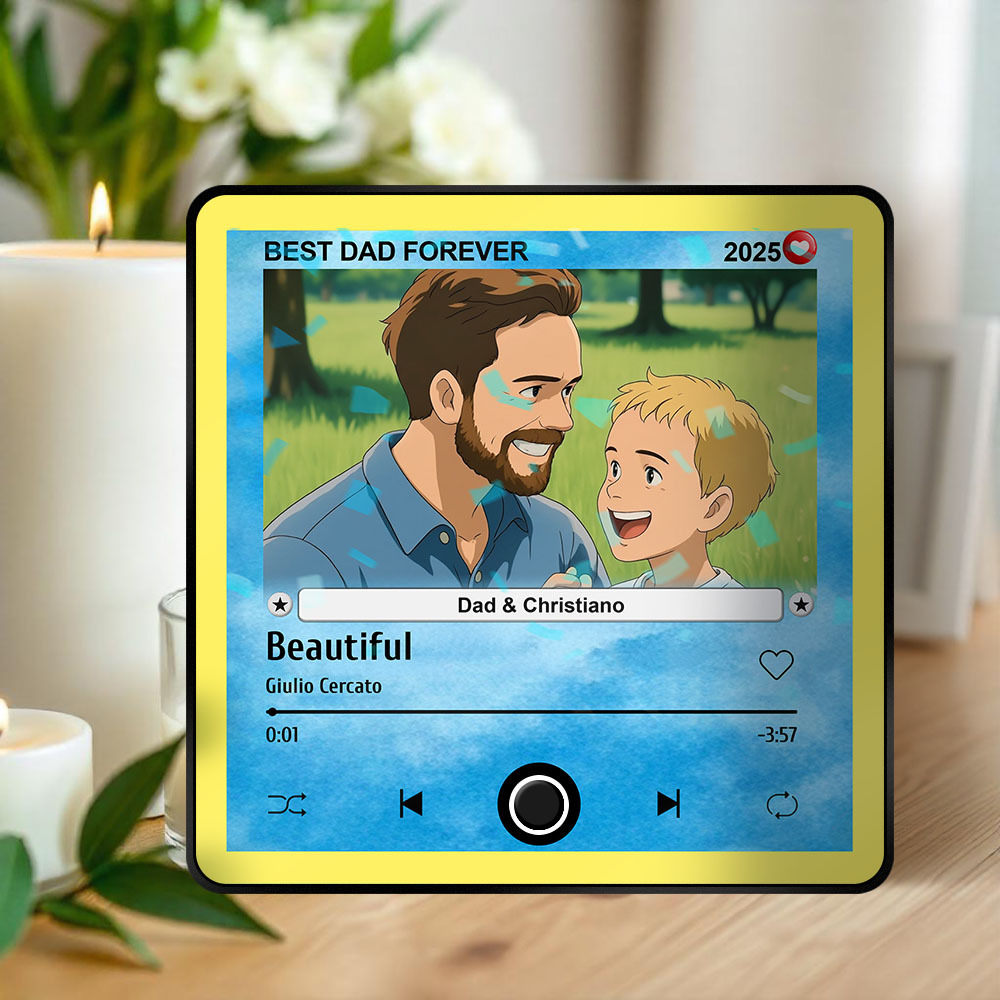Custom Cartoon Dad Photo Fridge Magnet Music Can Be Played Without Cell Phone Music Photo Fridge Magnet Decoration for Lover - MyfaceboxerAU