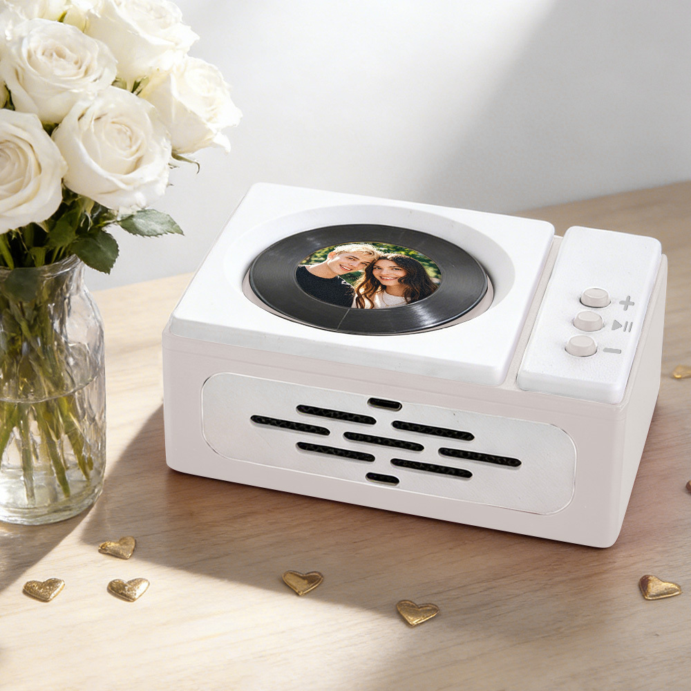 Personalized Mini Record Player with Custom Photo & Song - Unique Music Christmas Gift - MyfaceboxerAU