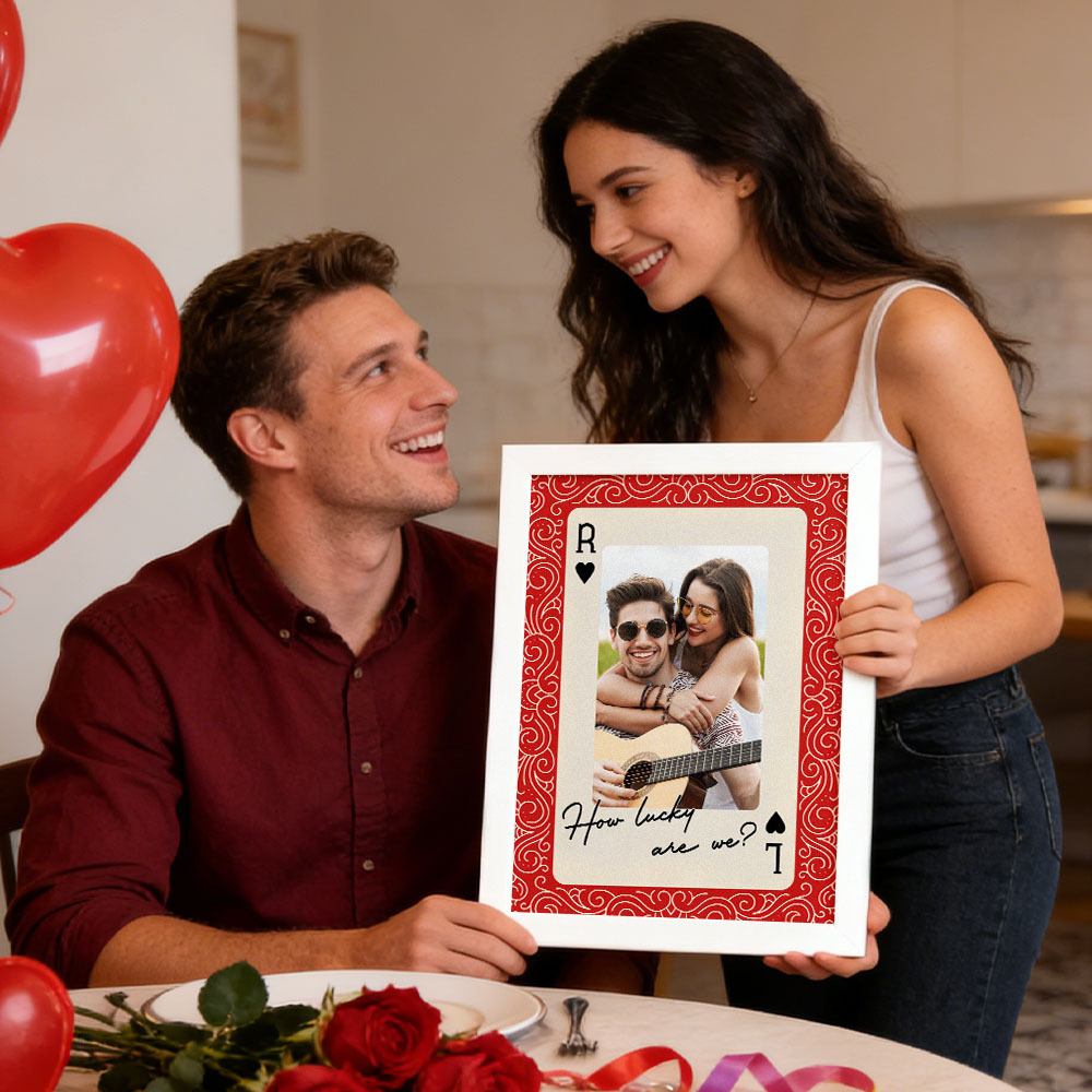King And Queen Custom Couples Photo How Luck We Are - Personalised Photo Poster Frame - MyfaceboxerAU