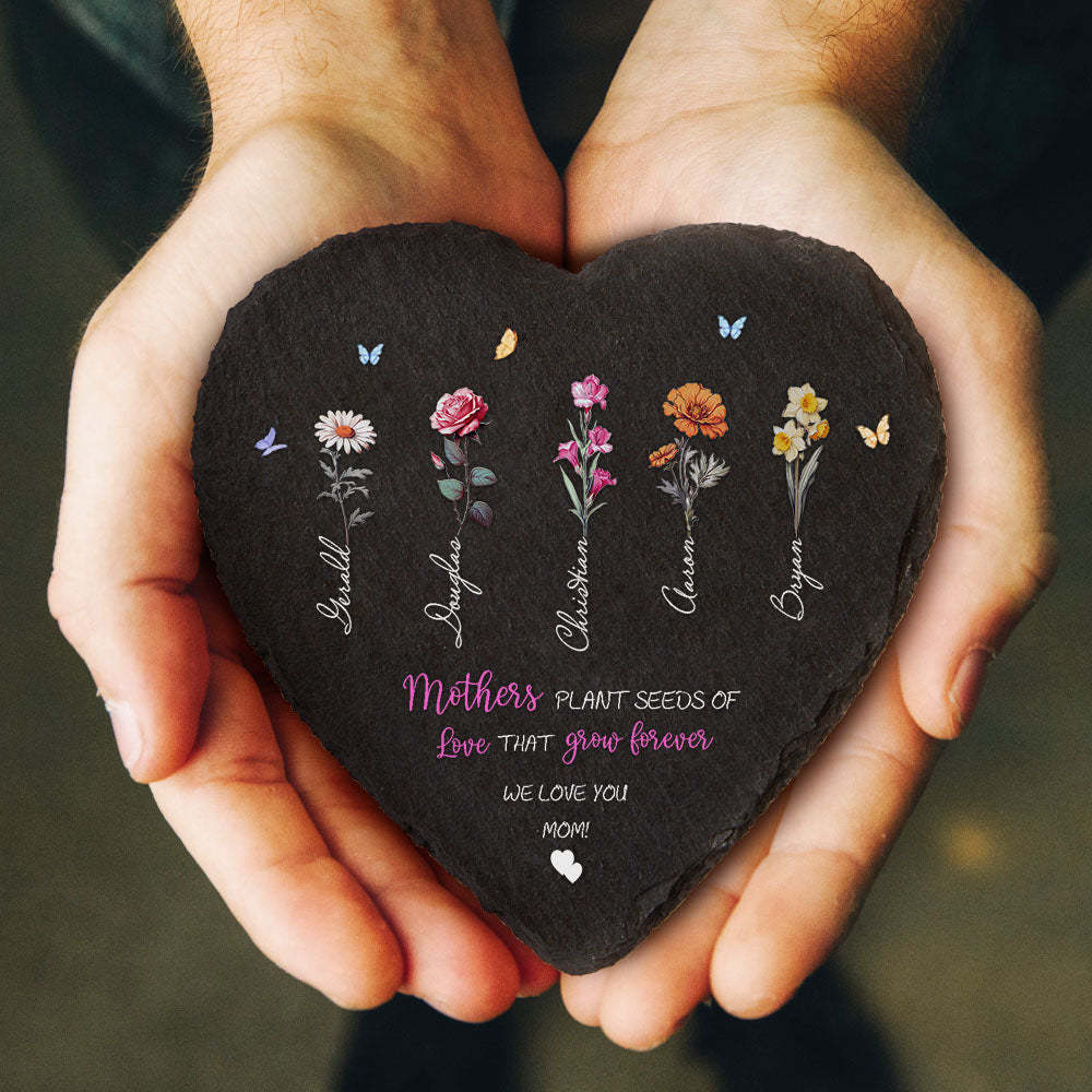 Custom Birth Flowers Garden Stone Personalized Grandma's Garden Stone for Mother's Day Gift - MyFaceBoxer