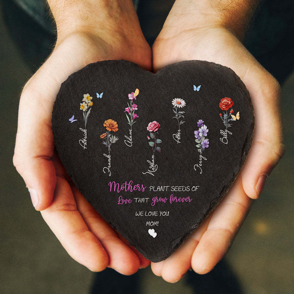 Custom Birth Flowers Garden Stone Personalized Grandma's Garden Stone for Mother's Day Gift - MyFaceBoxer