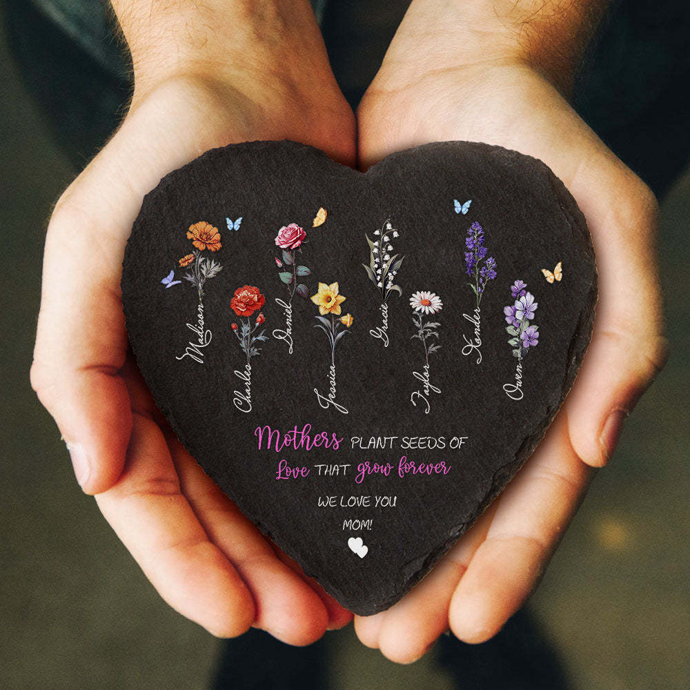 Custom Birth Flowers Garden Stone Personalized Grandma's Garden Stone for Mother's Day Gift - MyFaceBoxer