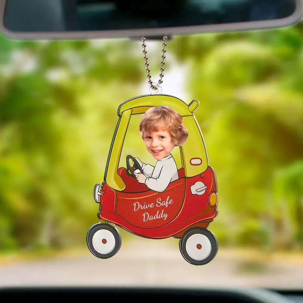 Customized Drive Safe Daddy Acrylic Car Hanger, Personalized Acrylic Car Hanger, 1st Fathers Day Gift for Husband