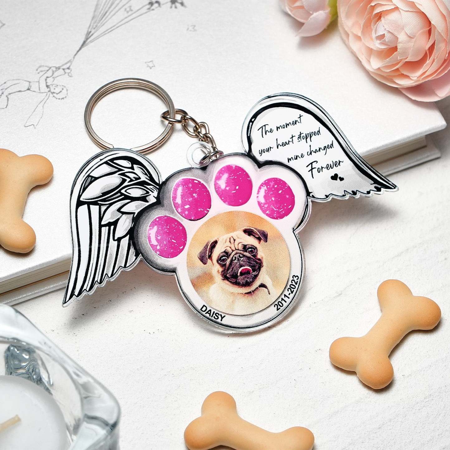 Personalized Photo Shinning Wings Ornament Memorial Pet Dog Acrylic Ornament - MyFaceBoxerAU