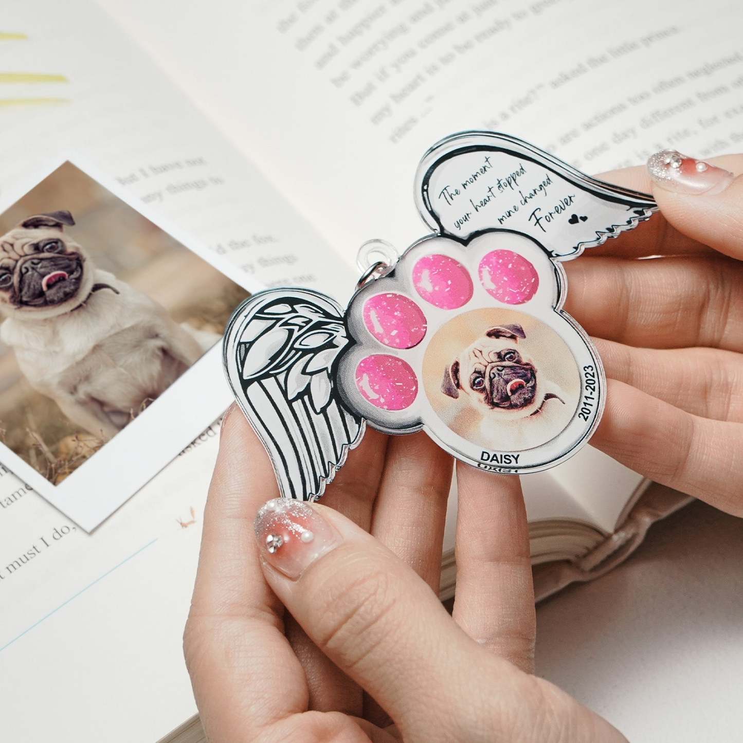 Personalized Photo Shinning Wings Ornament Memorial Pet Dog Acrylic Ornament - MyFaceBoxerAU