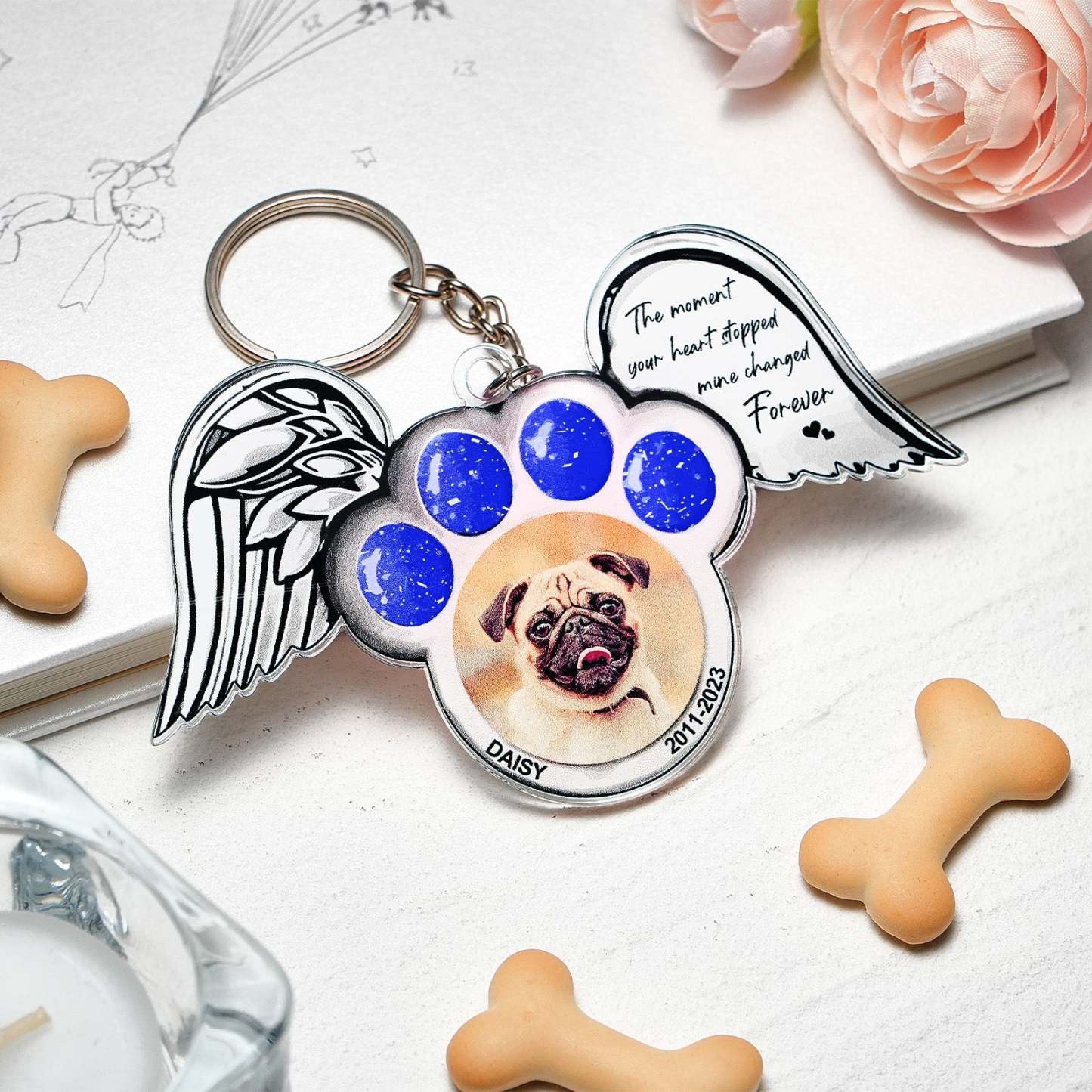 Personalized Photo Shinning Wings Ornament Memorial Pet Dog Acrylic Ornament - MyFaceBoxerAU