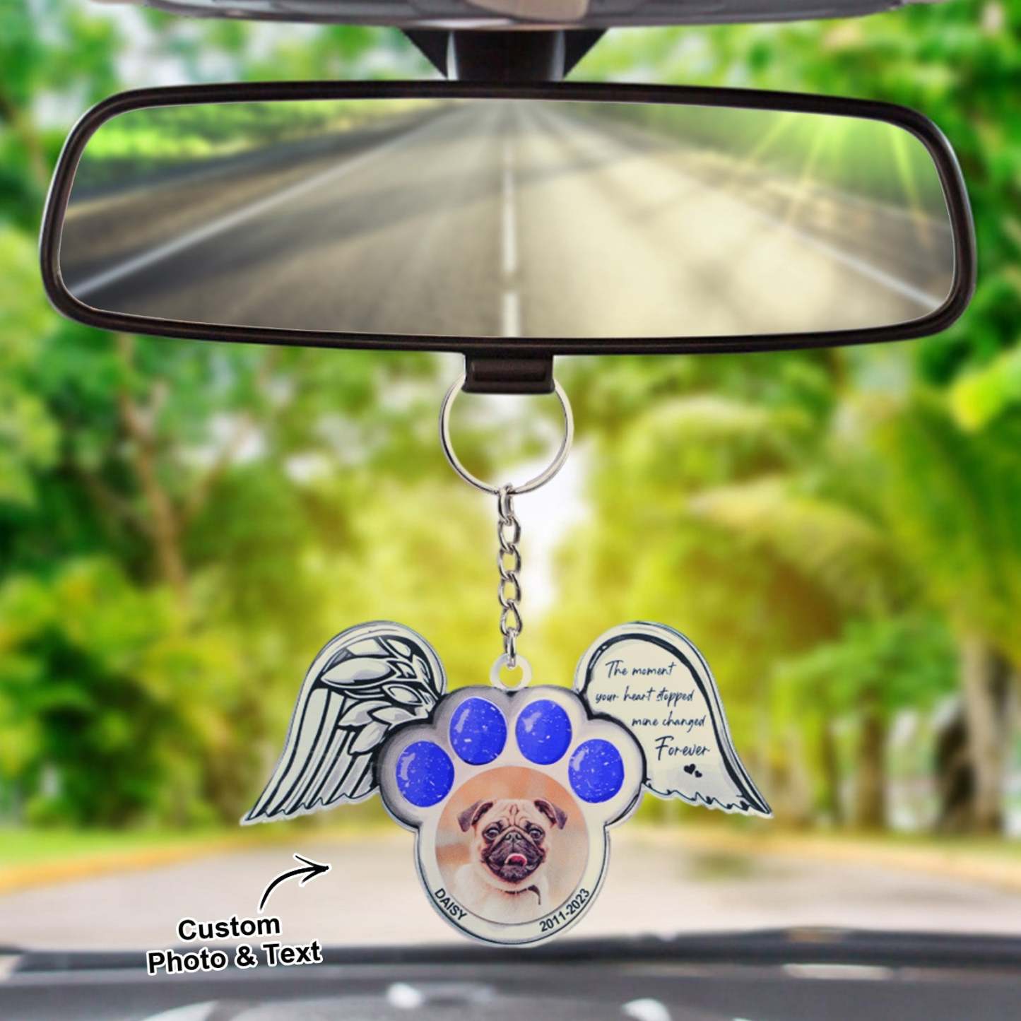 Personalized Photo Shinning Wings Ornament Memorial Pet Dog Acrylic Ornament - MyFaceBoxerAU