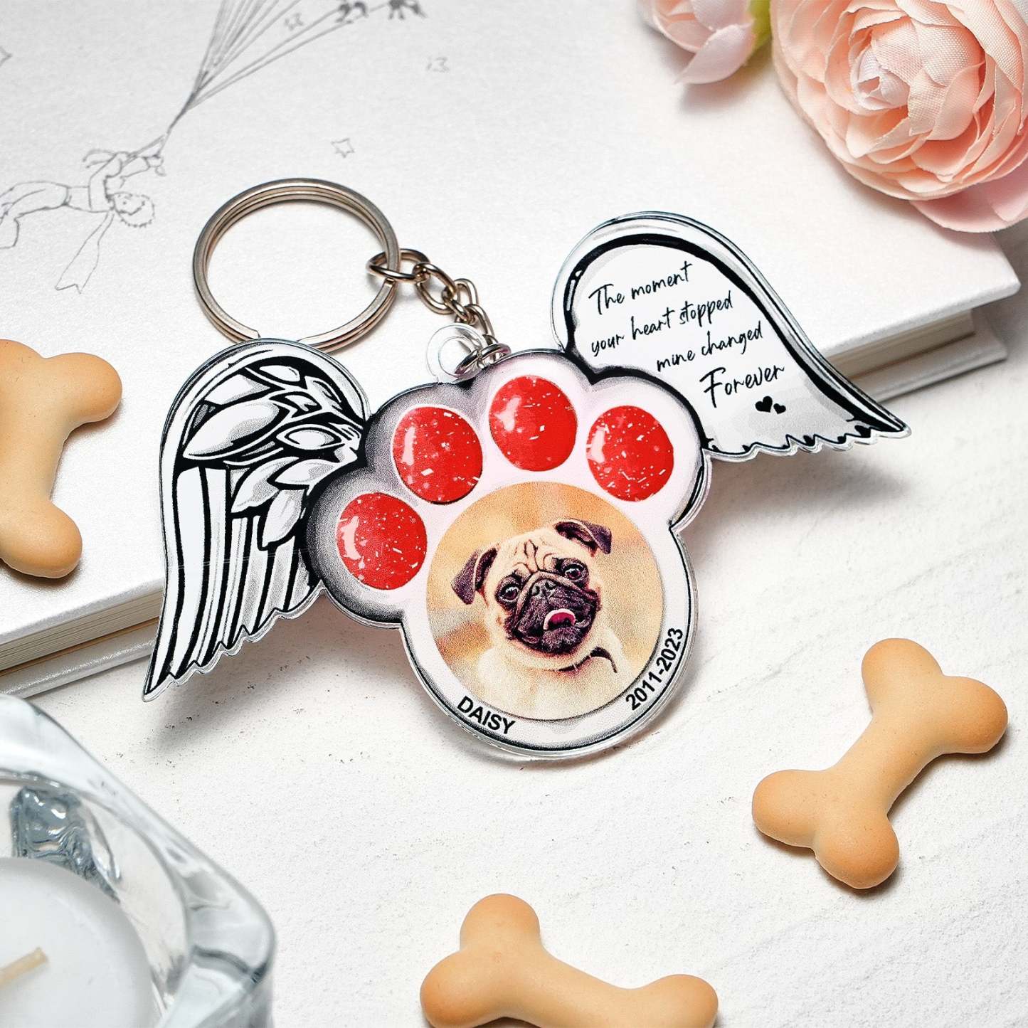 Personalized Photo Shinning Wings Ornament Memorial Pet Dog Acrylic Ornament - MyFaceBoxerAU