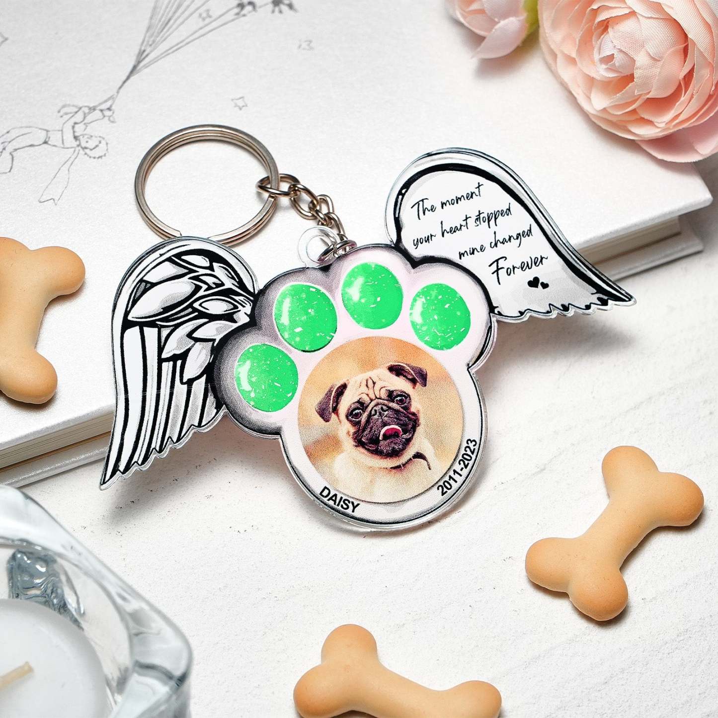 Personalized Photo Shinning Wings Ornament Memorial Pet Dog Acrylic Ornament - MyFaceBoxerAU