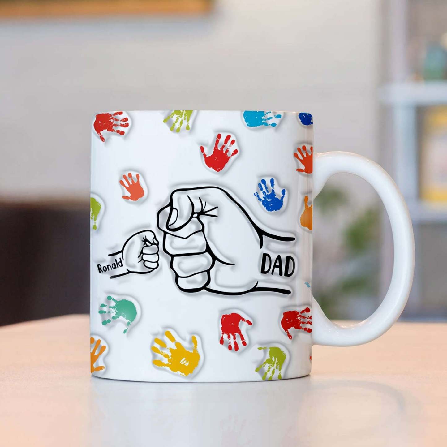 Personalized Custom Names 3D Inflated Effect Printed Mug Gift for Dad Grandpa - GiftLabau