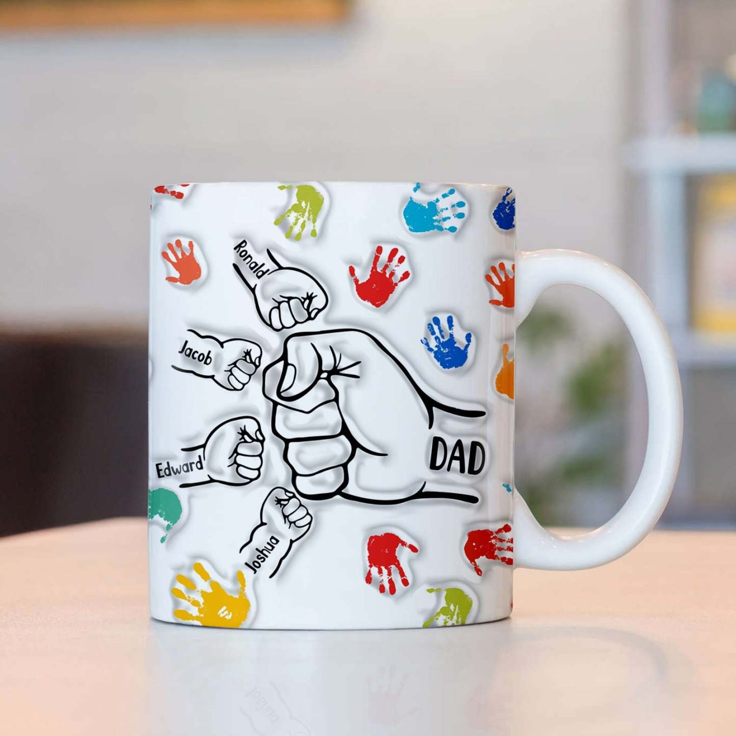 Personalized Custom Names 3D Inflated Effect Printed Mug Gift for Dad Grandpa - GiftLabau