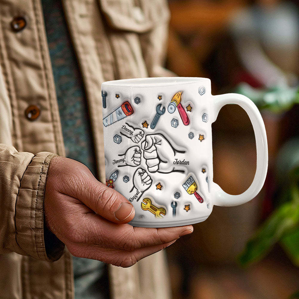 Personalized Names Custom 3D Inflated Effect Printed Mug 1-6 Kids Father's Day Gifts