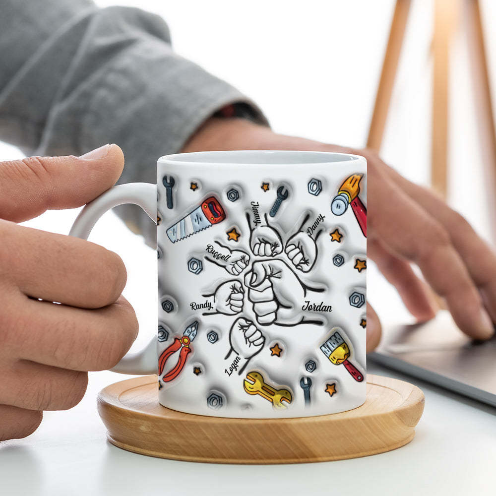 Personalized Names Custom 3D Inflated Effect Printed Mug 1-6 Kids Father's Day Gifts